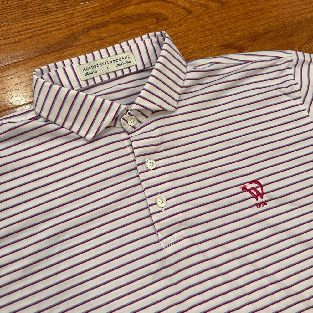 Holderness & Bourne Westwood Country Club Golf Polo Shirt Mens Large Striped